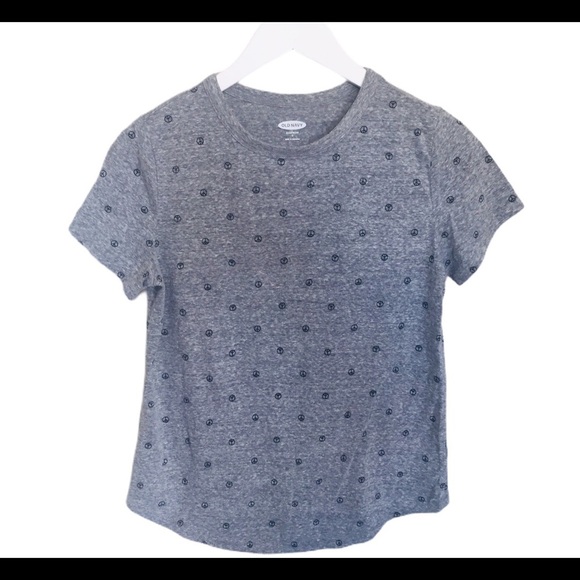 OLD NAVY Everywhere Dainty Peace Sign Print Tee/Top With Cap Sleeves Grey Small - Picture 8 of 11